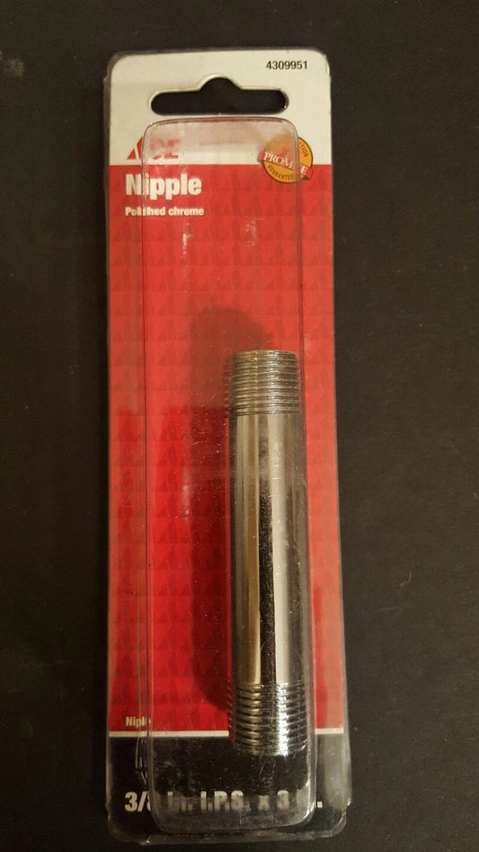 Ace Polished Chrome Nipple 4309951 3/8in. x 3in.