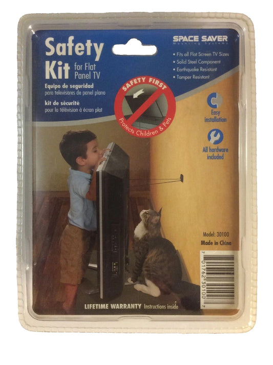 Safety Kit for Flat Panel TV Protects Children & Pets Model 30100