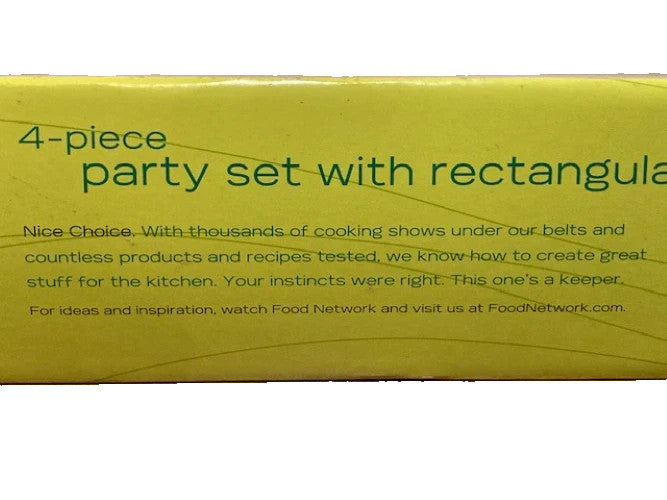 Food Network 5 Piece Party Set With Square Tray Includes Wooden Tray