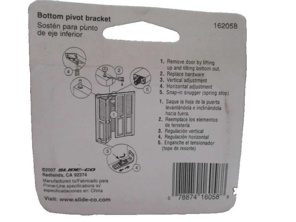 Prime Line 162058 Bi-Fold Door Bottom Pivot Bracket, 1-3/8"