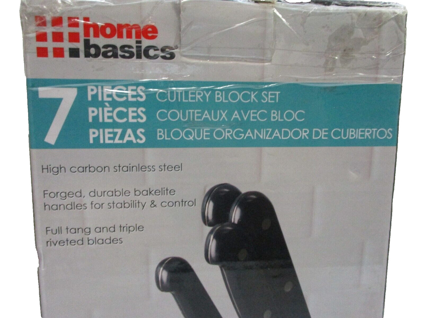 Home Basics 7 Piece Cutlery Wood Block Knife Set Black