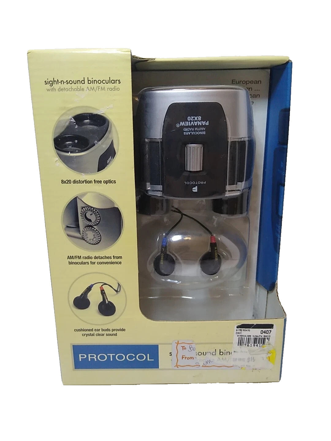 Protocol 6592 Sight-n-Sound Binoculars With Detactable Am/FM Radio 8X20