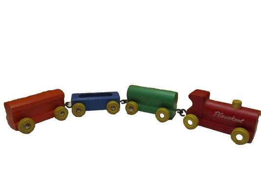 Vintage Playskool Wooden 4 Piece Train Set