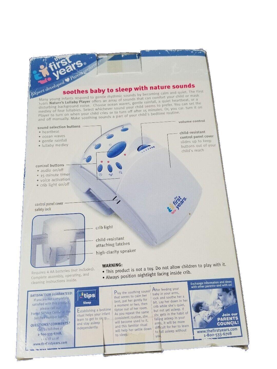 New The First Years Nature’s Lullaby Player With Nightlight 4 Soothing Sounds