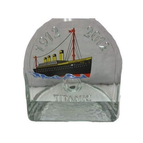 Titanic Ship 1912-2012 Solid Glass Bookend with a Piece of Coal Inside The Glass