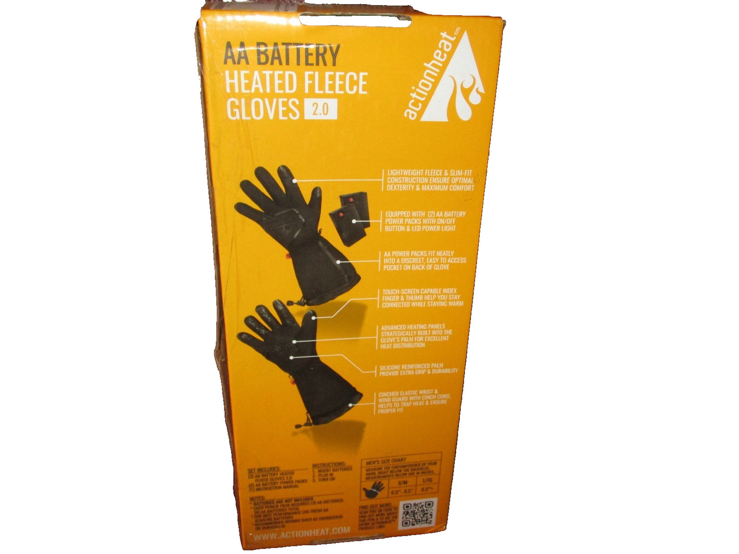 ActionHeat AA Battery Heated Gloves Men Touchscreen Electric Fleece Winter