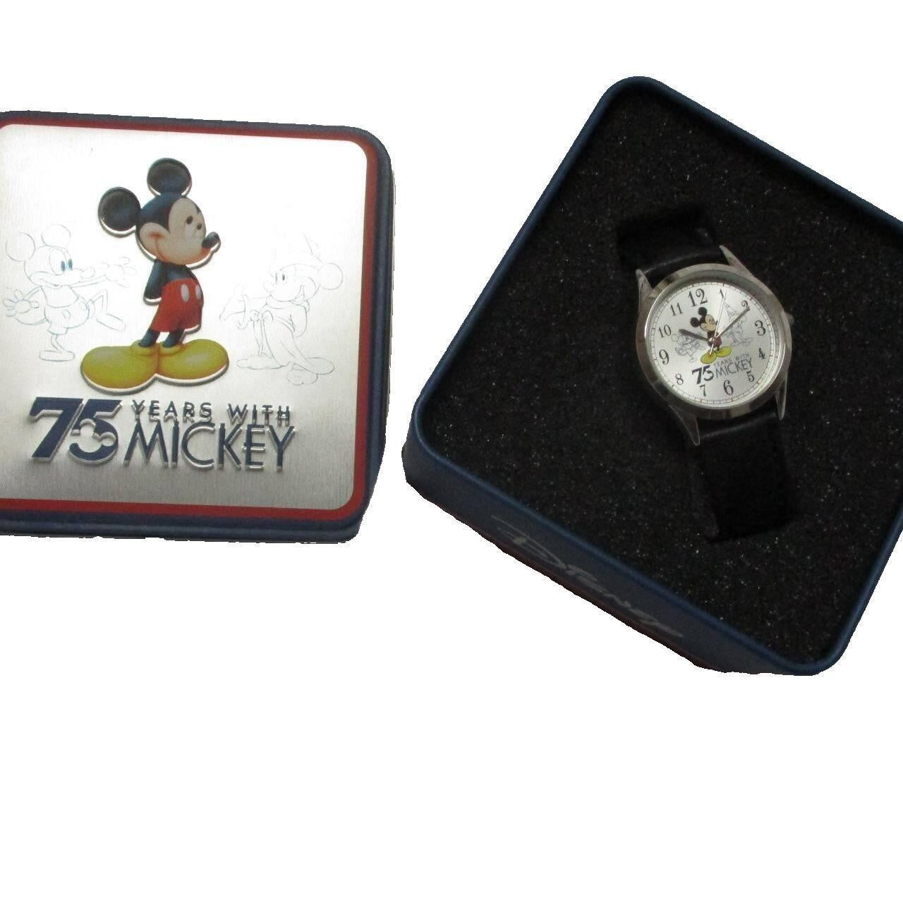 Vintage 75 Years With Mickey Children Wrist Watch With Leather Band