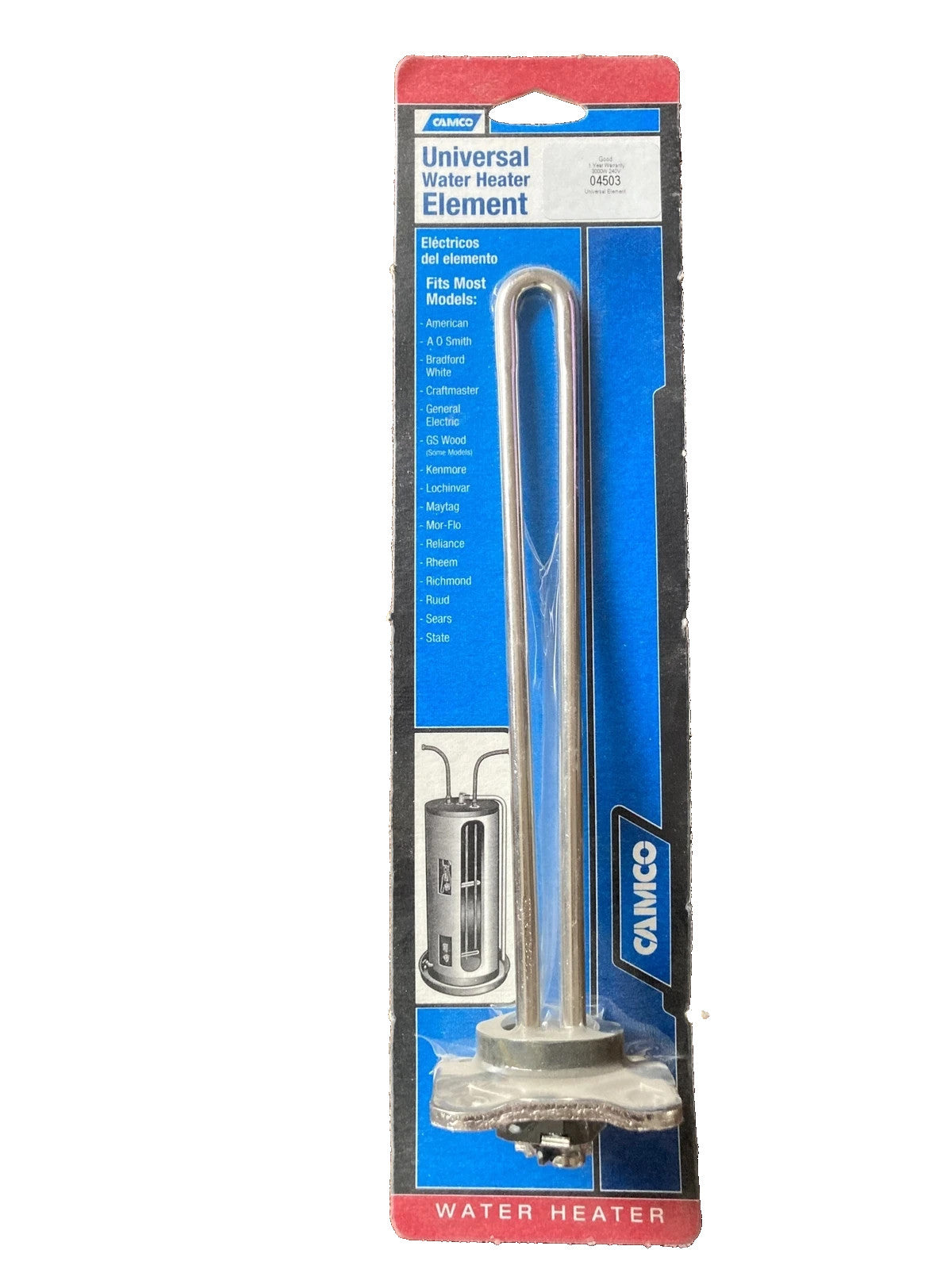 Camco Universal Water Heater Element 04503 Fits Most Models 3000W 240V