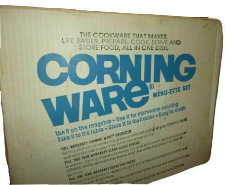 VTG RETRO P-100 CORNING WARE WHITE CORNFLOWER BLUE MENU-ETTE SEALED BOX