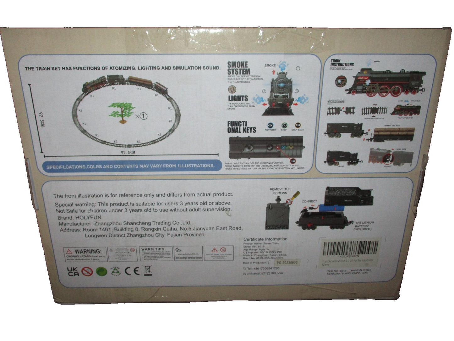Holy Fun Train Track To  Circle Track Item No. 621B Steam Train with Smoke