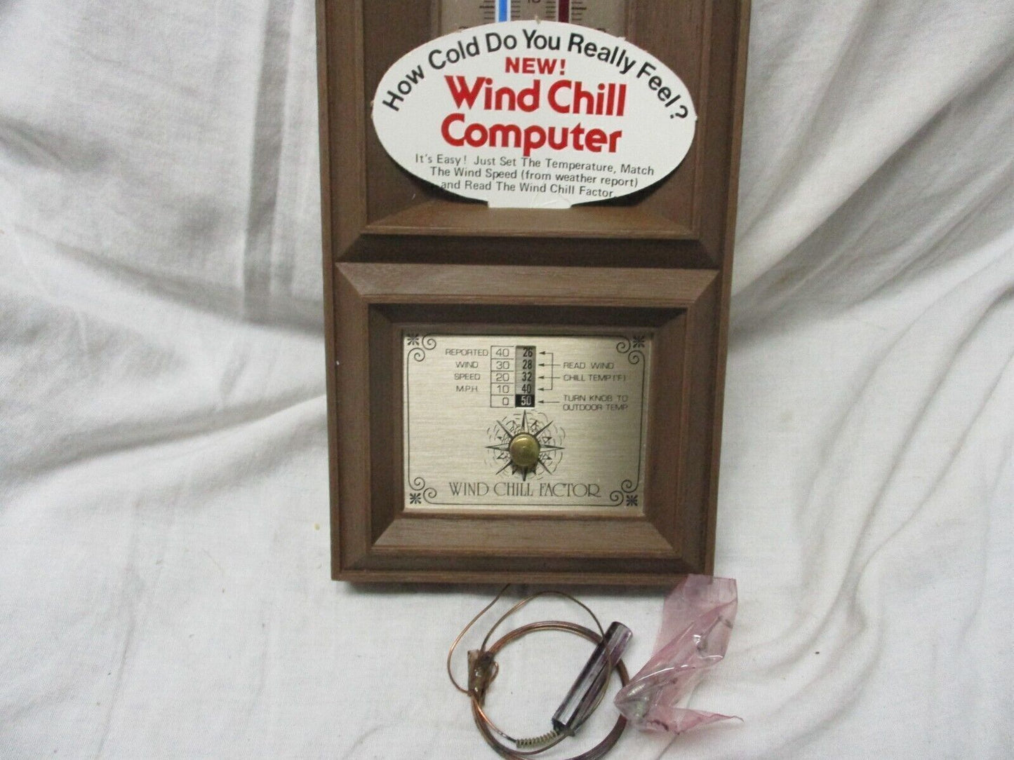 Vintage Thermometer Sprinfield Aspem Indoor-Outdoor Wind Chill Meter No. 7402