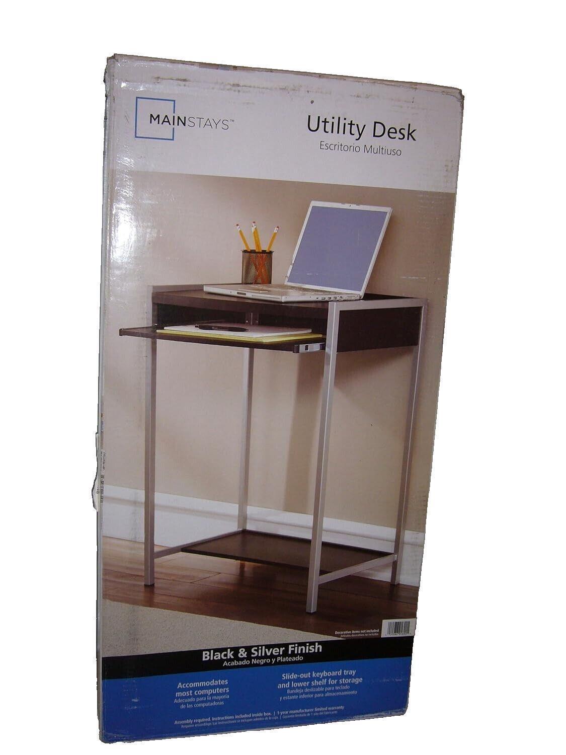 Mainstays Student Writing Desk, Black and Silver Model Number: 9189096W
