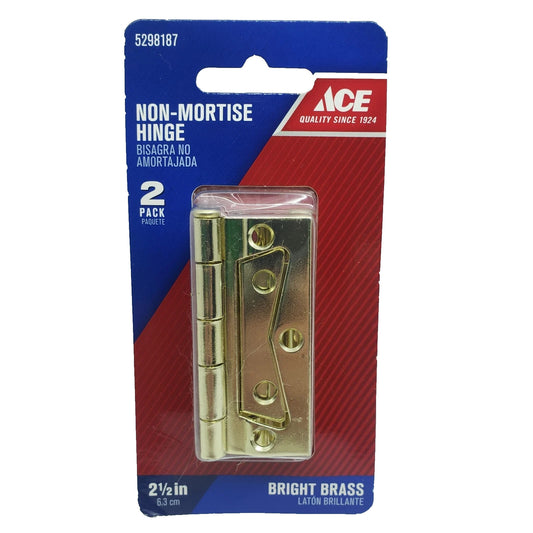ACE Non-Mortise Hinge  2-1/2"  Bright Brass  #5298187  2 Pack
