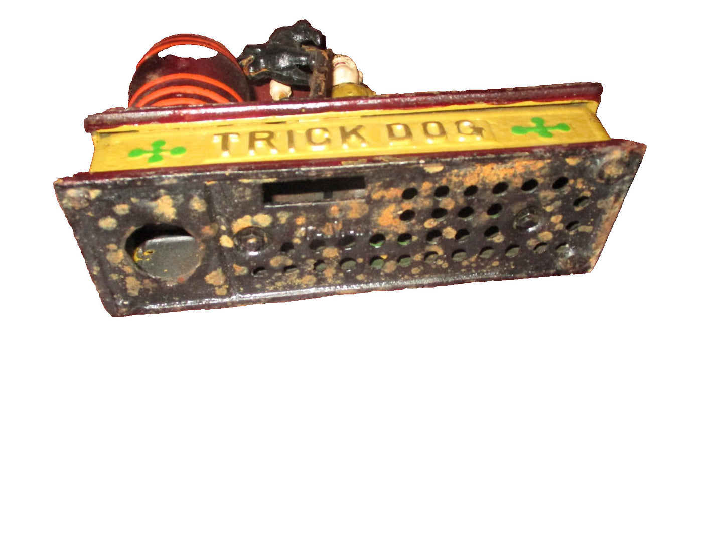 Vintage Cast Iron Mechanical Coin Bank Trick Dog with Clown for Parts or Repair