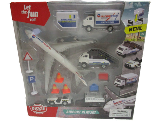 Majorette Dickie Airport Playset for Kids with Die-Cast Airplane Ground Support