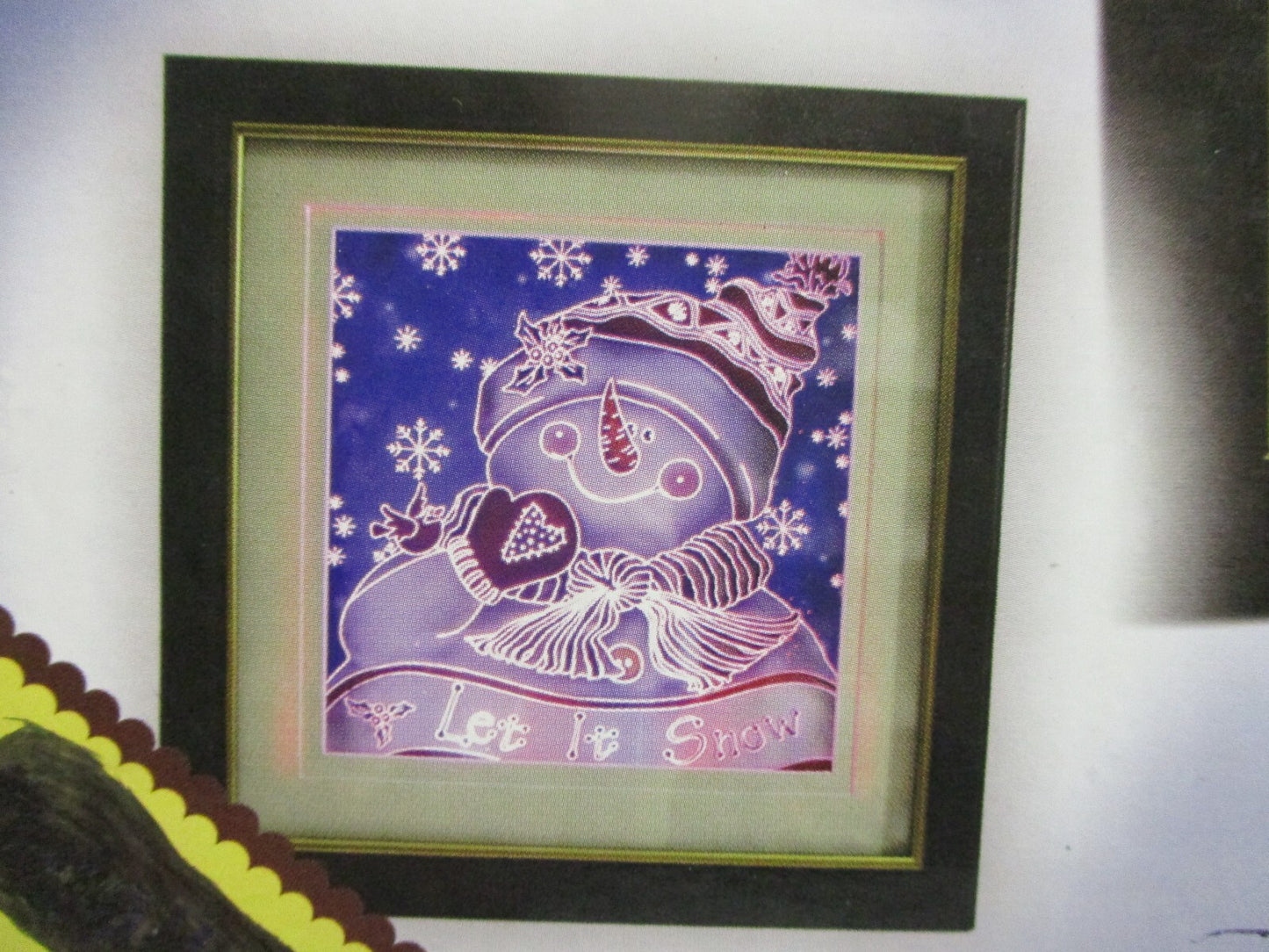 Framed Fiber Optic Snowman "Let it Snow" #92162 Batteries Not Included