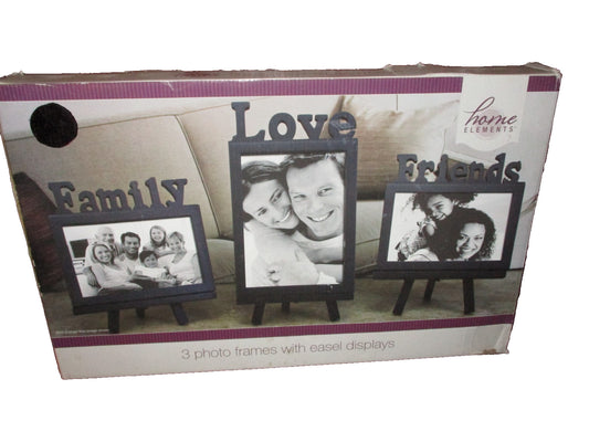 Home Elements 3 Photo Wood Frames with Easel Displays