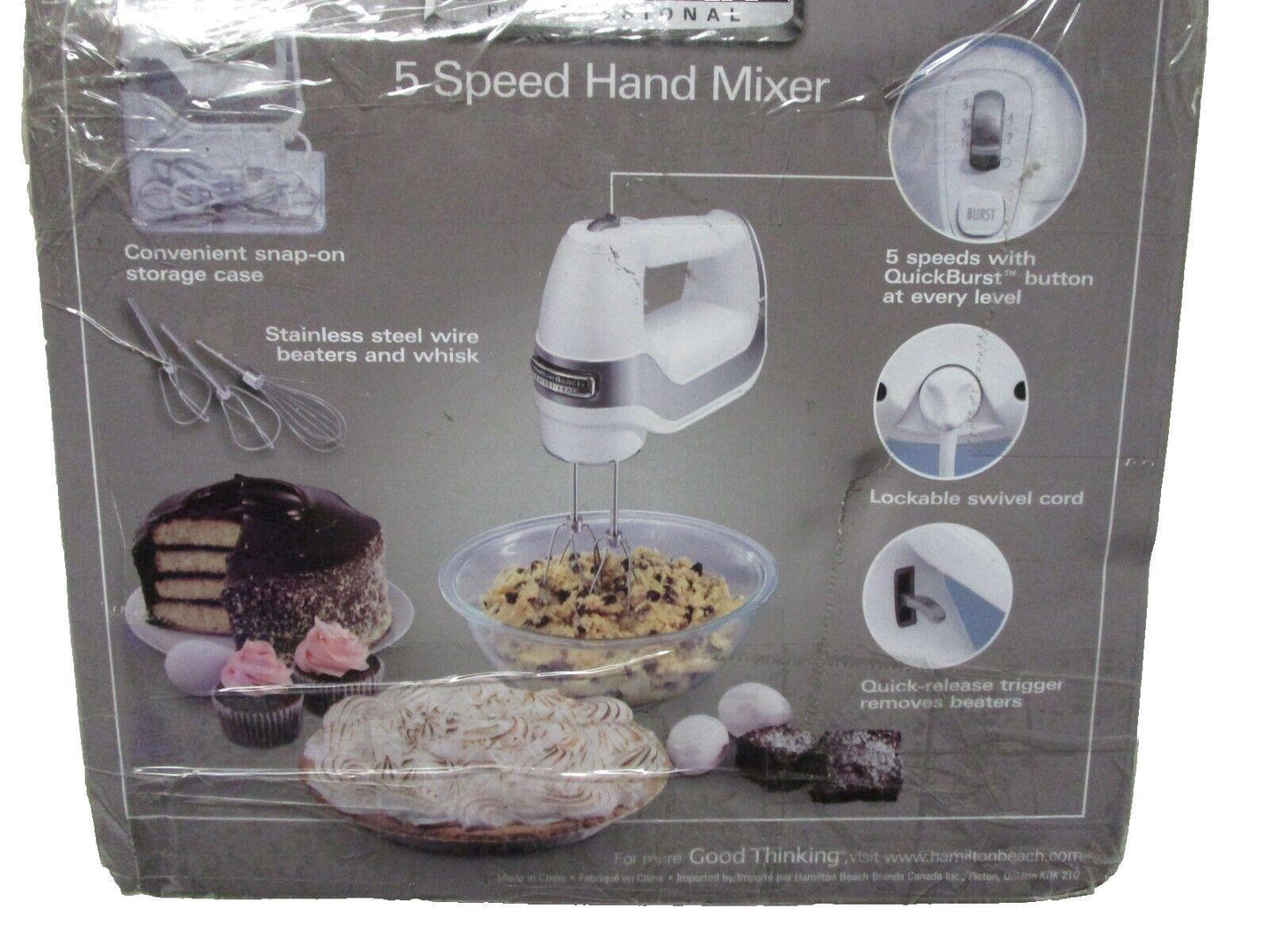 Hamilton Beach Professional 5 Speed Hand Mixer Easy Clean Beaters DC Motor 62652