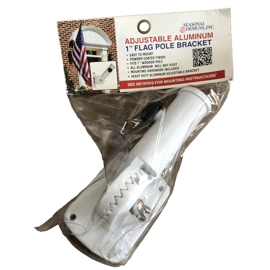 Flag Pole Bracket 1" Flag Pole Bracket  White Adjustable Aluminum