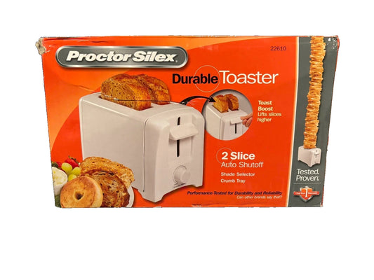 2013 Proctor Silex Durable Toaster White 2 Slice Auto Shutoff 2261K
