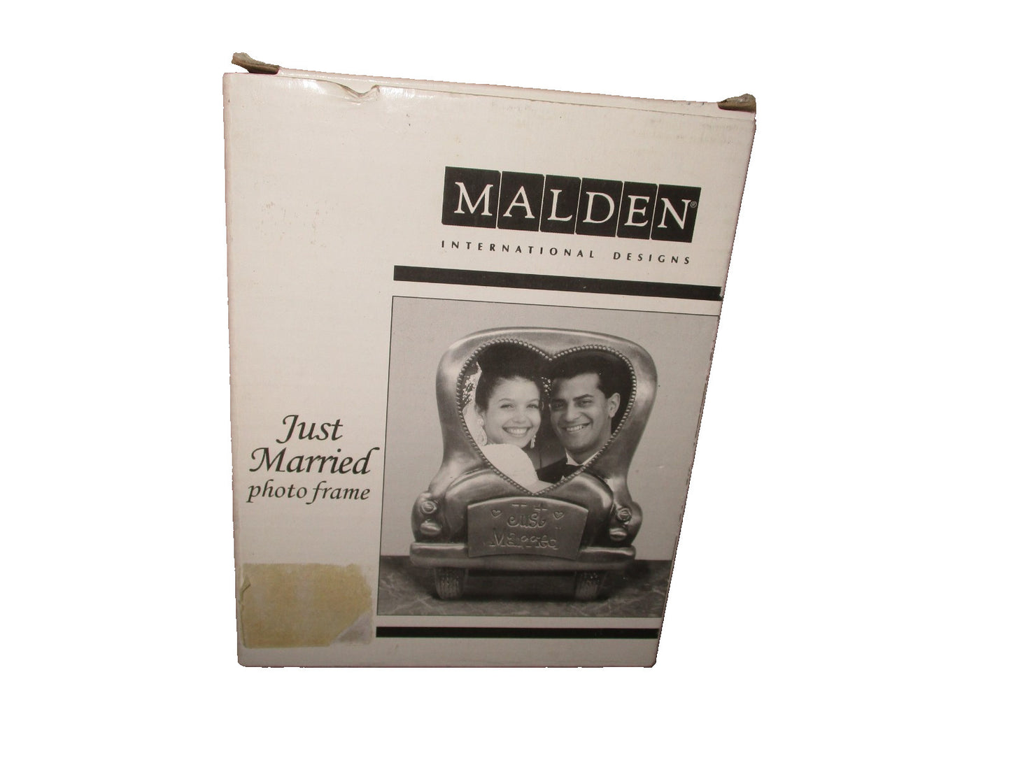 Pewter Just Married Photo Frame Heart Shaped Old Car