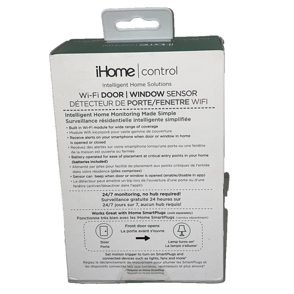 iHome Control Wifi Door/Window Battery Powered Sensor White ISB04WC