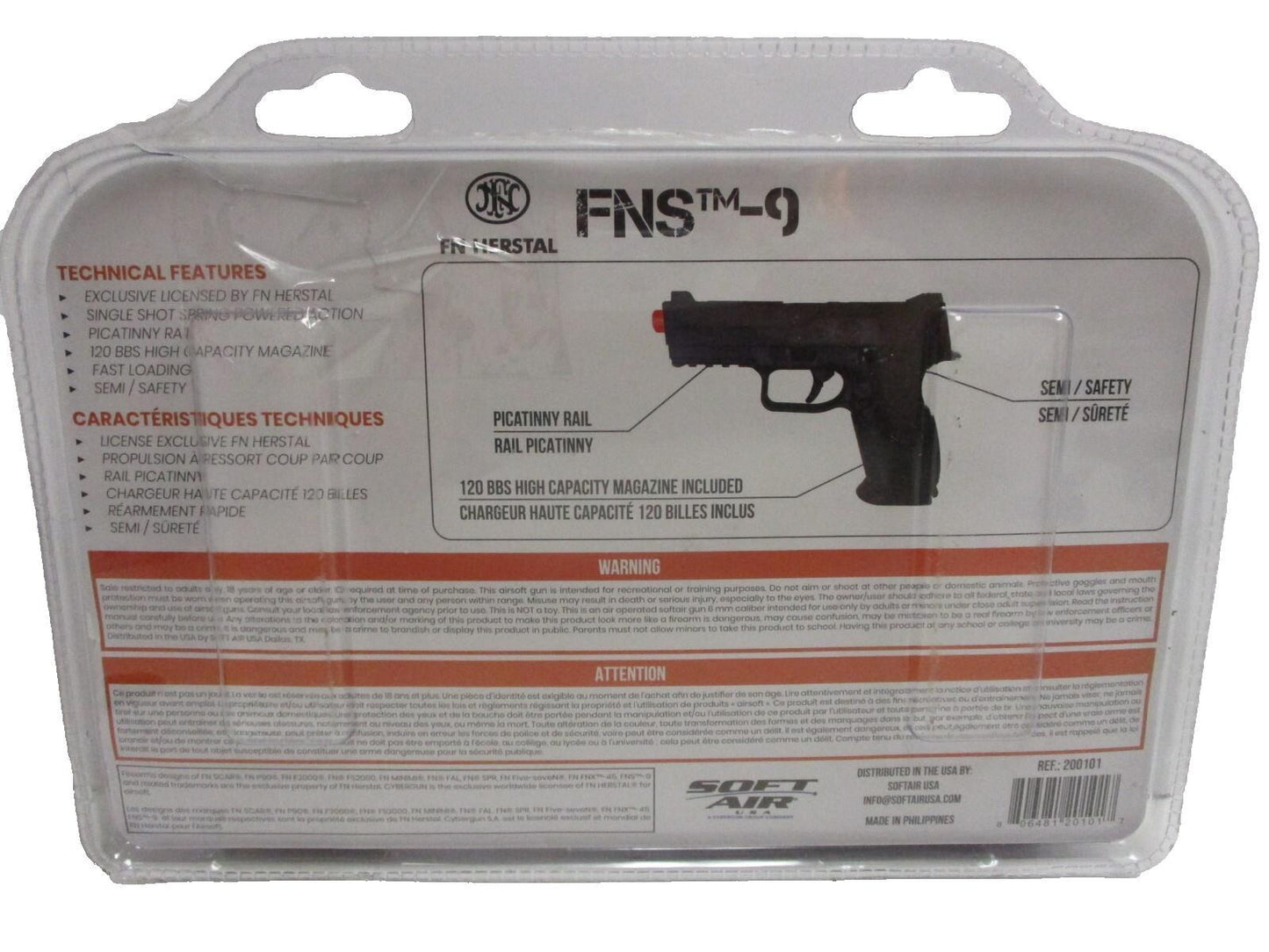 Evike FN Herstal FNS-9 Airsoft Spring Pistol by CyberGun (Color: Black)