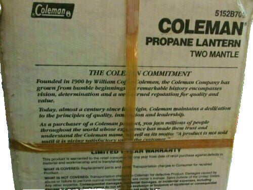 Vintage Coleman Propane Two Mantle Lantern 5152B700