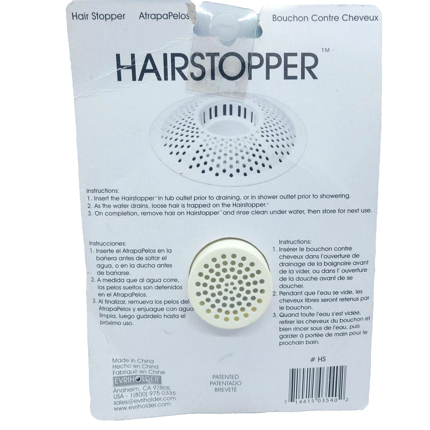 Hair Stopper Traps Hair Fits Most Drain Prevent Clogs  Envirholder