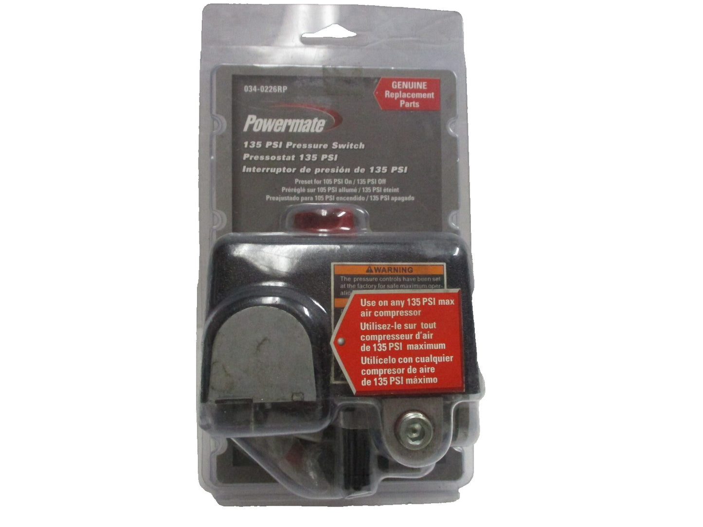 Powermate Pressure Switch, 105-135 psi, 4 Port 034-0226RP