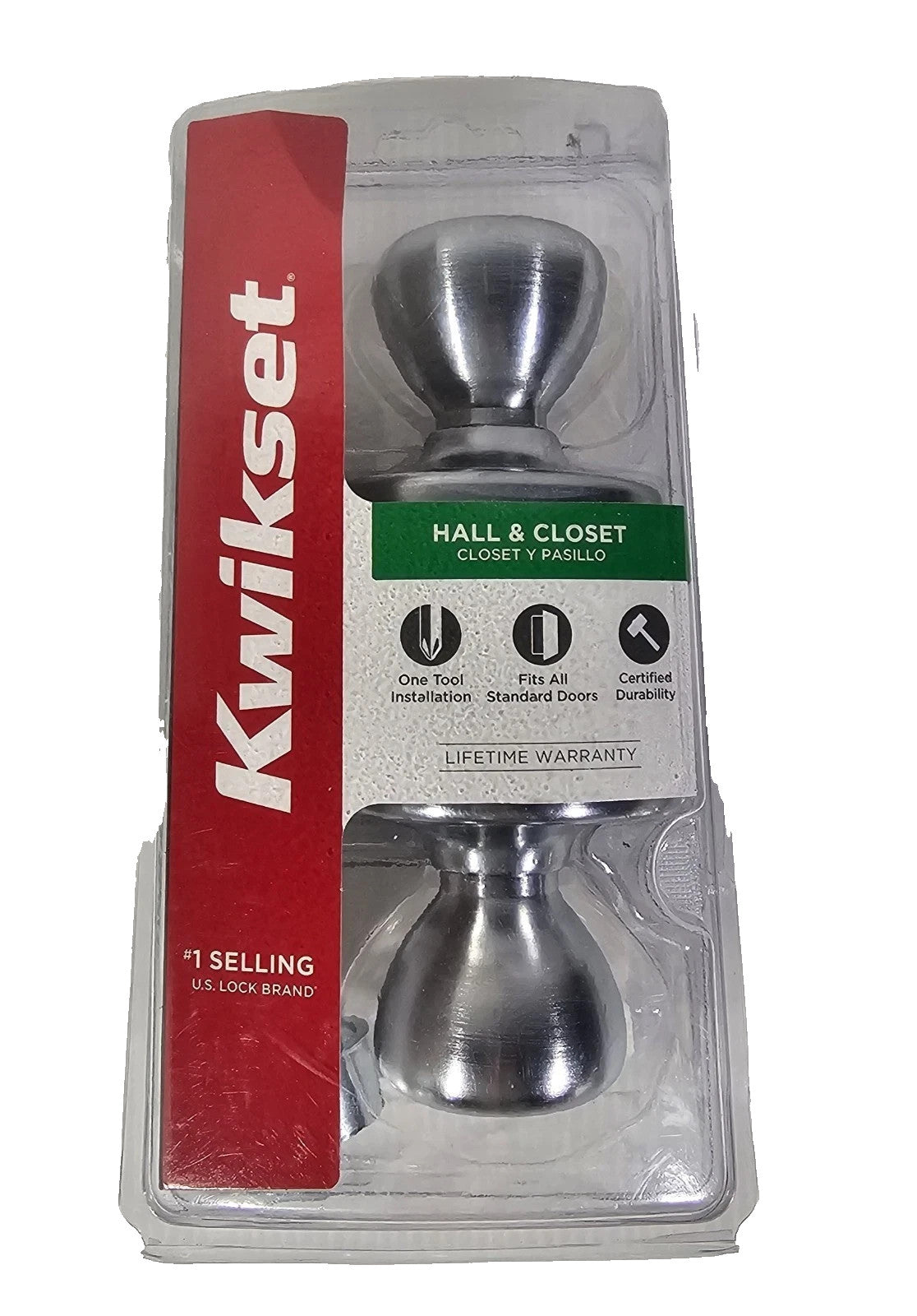 Kwikset Hall & Closet Satin Door Knob Fits all Standard  Doors