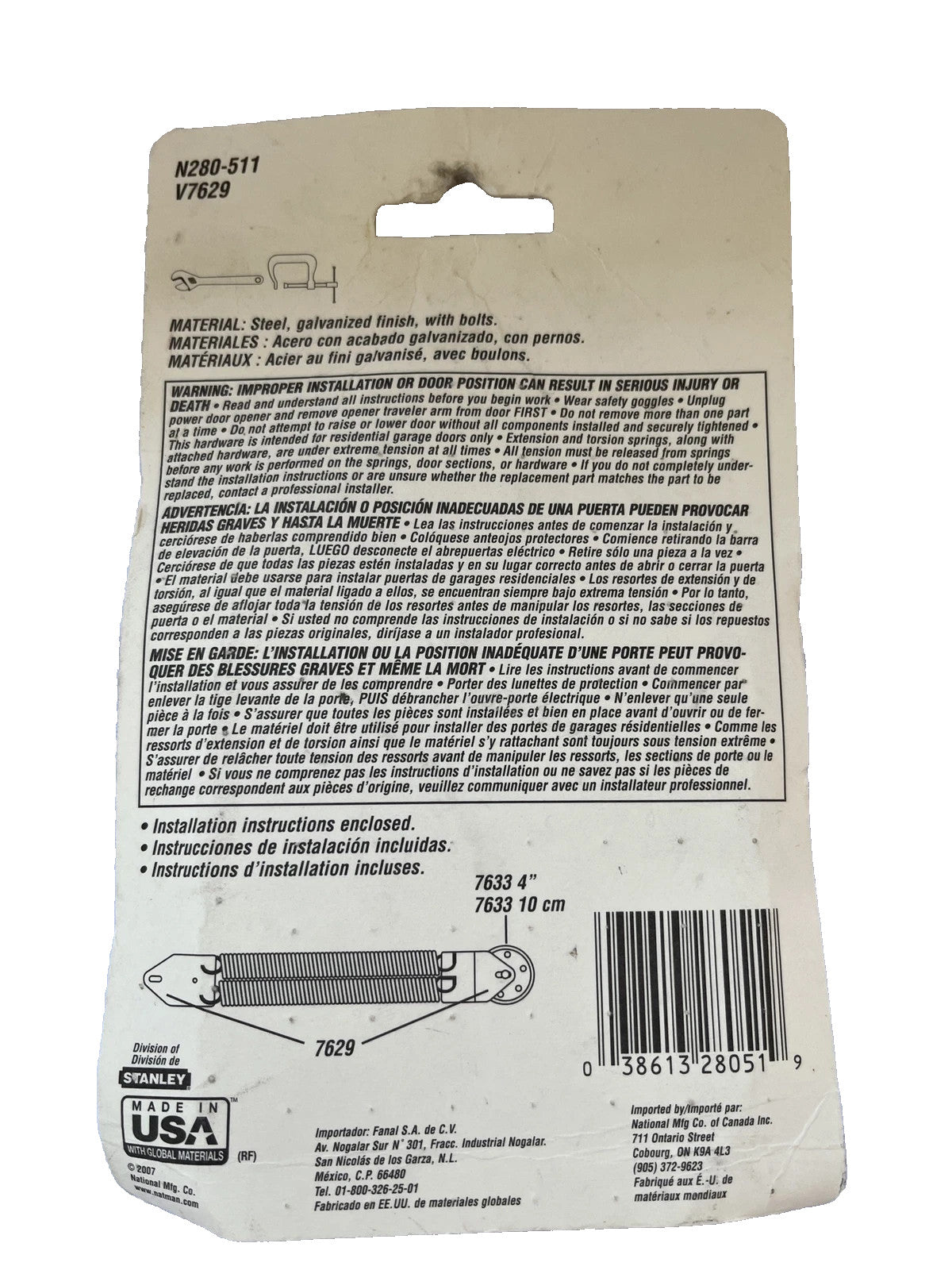 Tandem Spring Bracket Set National Hardware N280-511  V7629