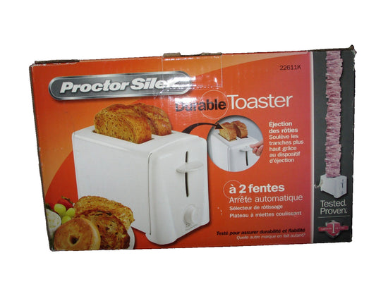 2013 Proctor Silex Durable Toaster White 2 Slice Auto Shutoff 2261K