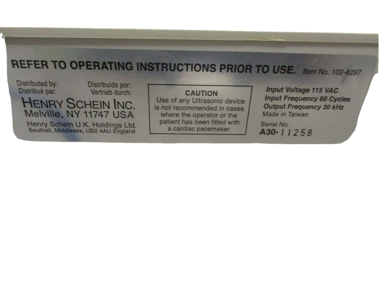 HENRY SCHEIN ACCLEAN ULTRASONIC SCALER Item No. 102-4297