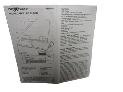 Vintage NexxTech World Illuminious Map Desktop LCD Clock