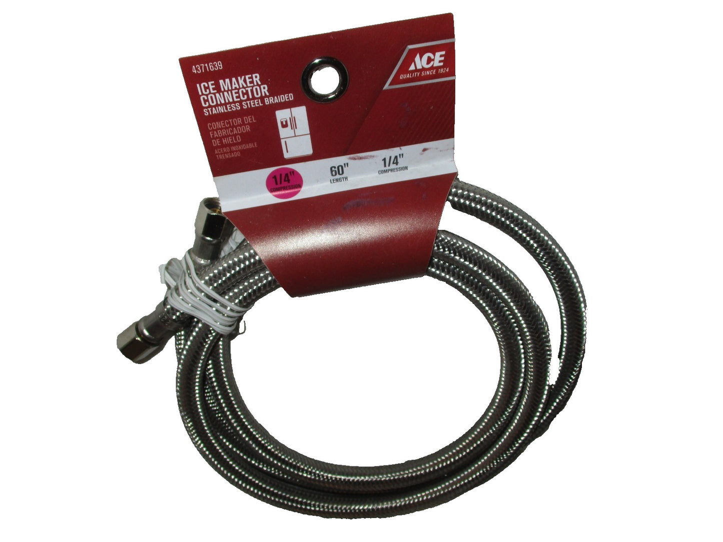 Ace Ice Maker Connector Stainless Steel Braided 60" x 1/4 Com x 1/4 Com 4371639
