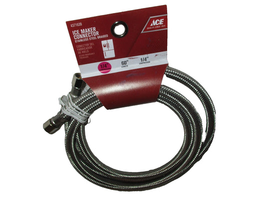 Ace Ice Maker Connector Stainless Steel Braided 60" x 1/4 Com x 1/4 Com 4371639