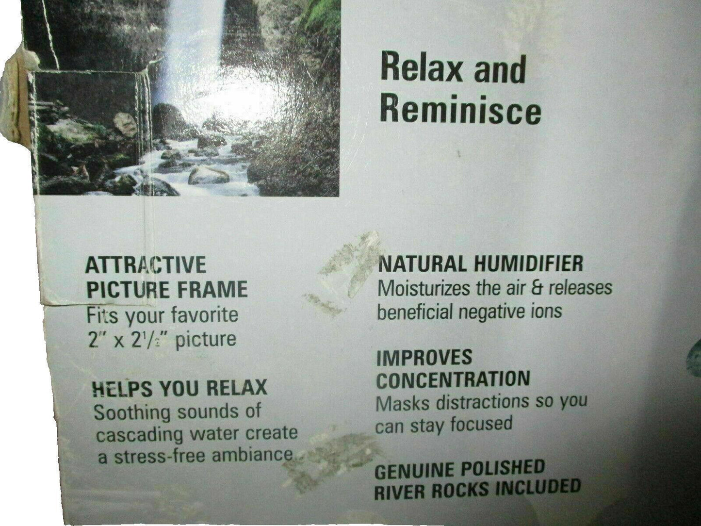 Homedics Envirascape Relaxation Photo Fountain Picture Frame 2" x 2 1/2" Picture