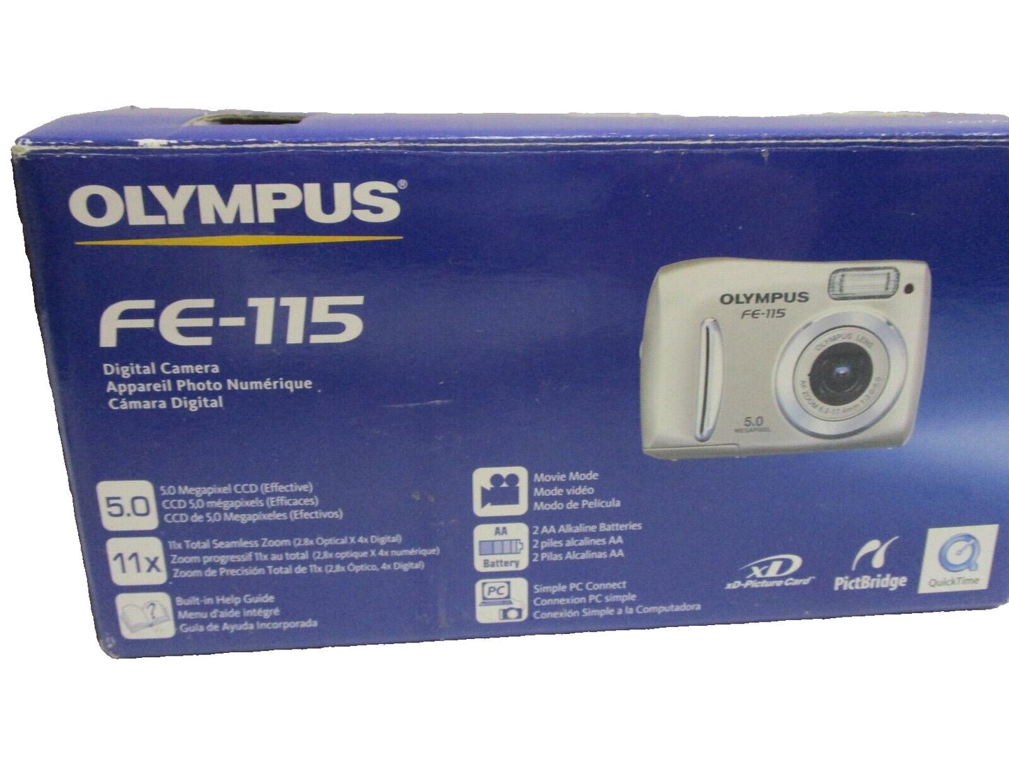 Olympus  FE-115 5.0 Mega Digital Camera  Silver Digi Cam for Parts or Repair