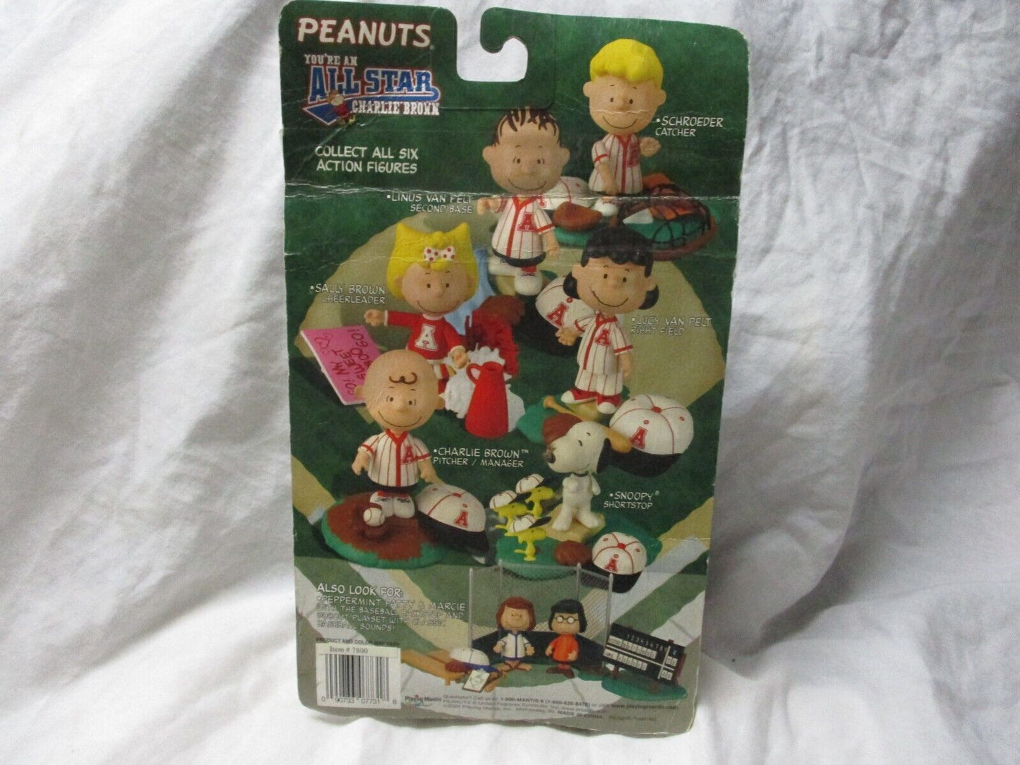 Peanuts Charlie Brown Baseball Figure In Red Uniform with Glove, Bat, Cap and Mo