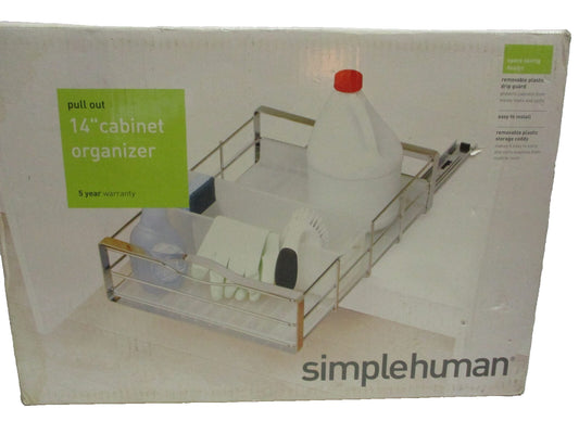 Simplehuman Chrome 14" Pull 0ut  Cabinet Organizer Model KT-1048 Comercial Grade