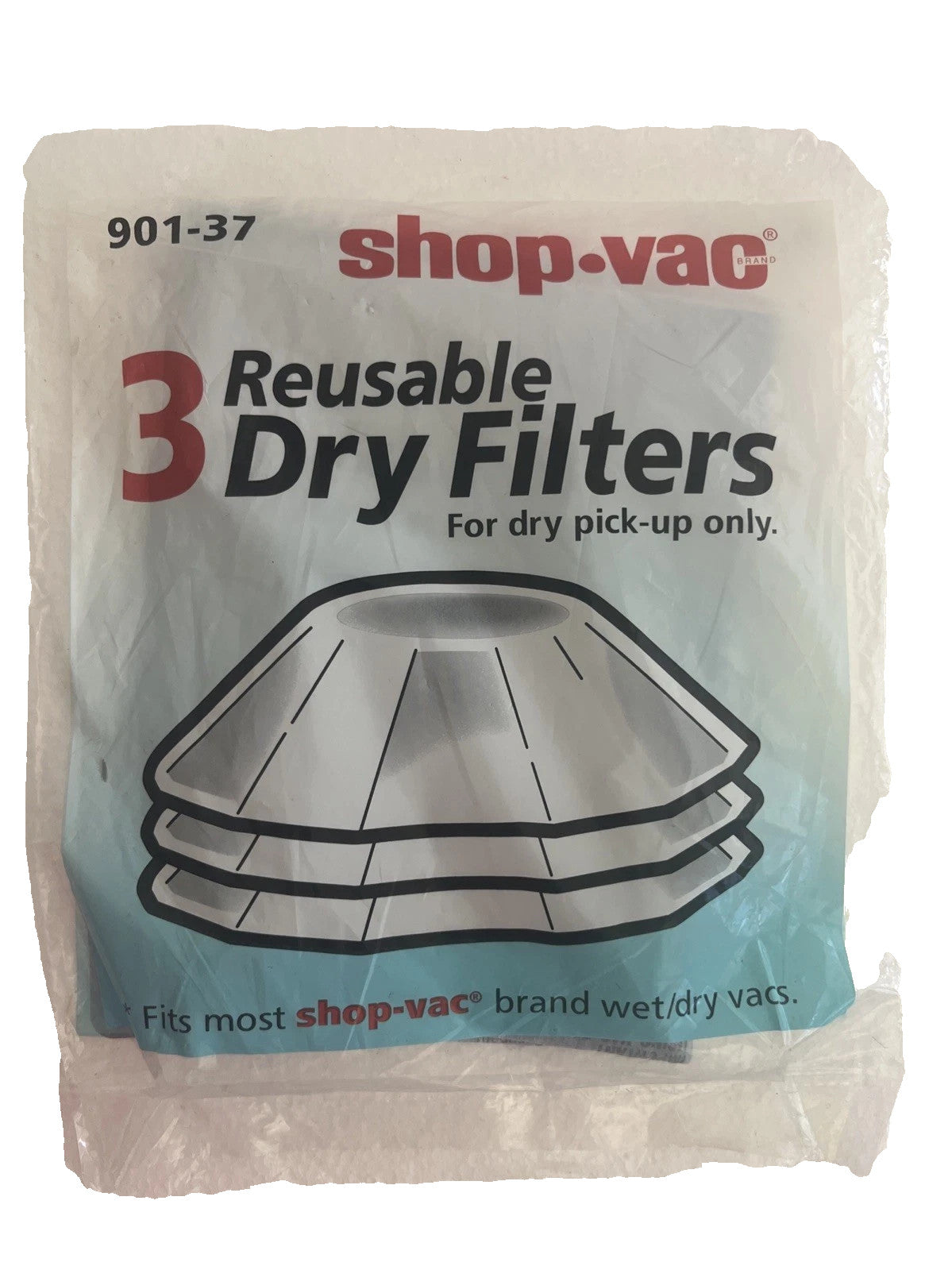 Shop Vac 3 Reusable Dry Pick-Up Only 901-37 Most Wet /Dry Vacs