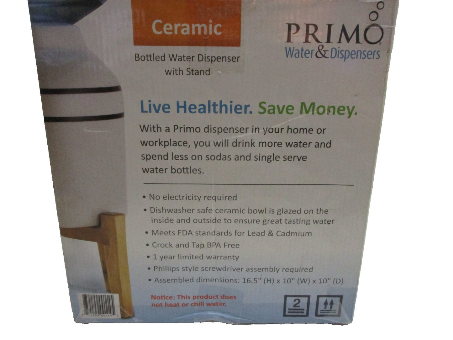 Primo Ceramic Bottled Water Cooler Dispenser With Wood Stand Model 900114