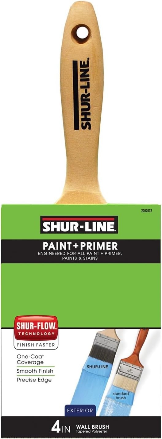 Shur-Line 2002032 Exterior Flat Wall Paintbrush, 4-Inch