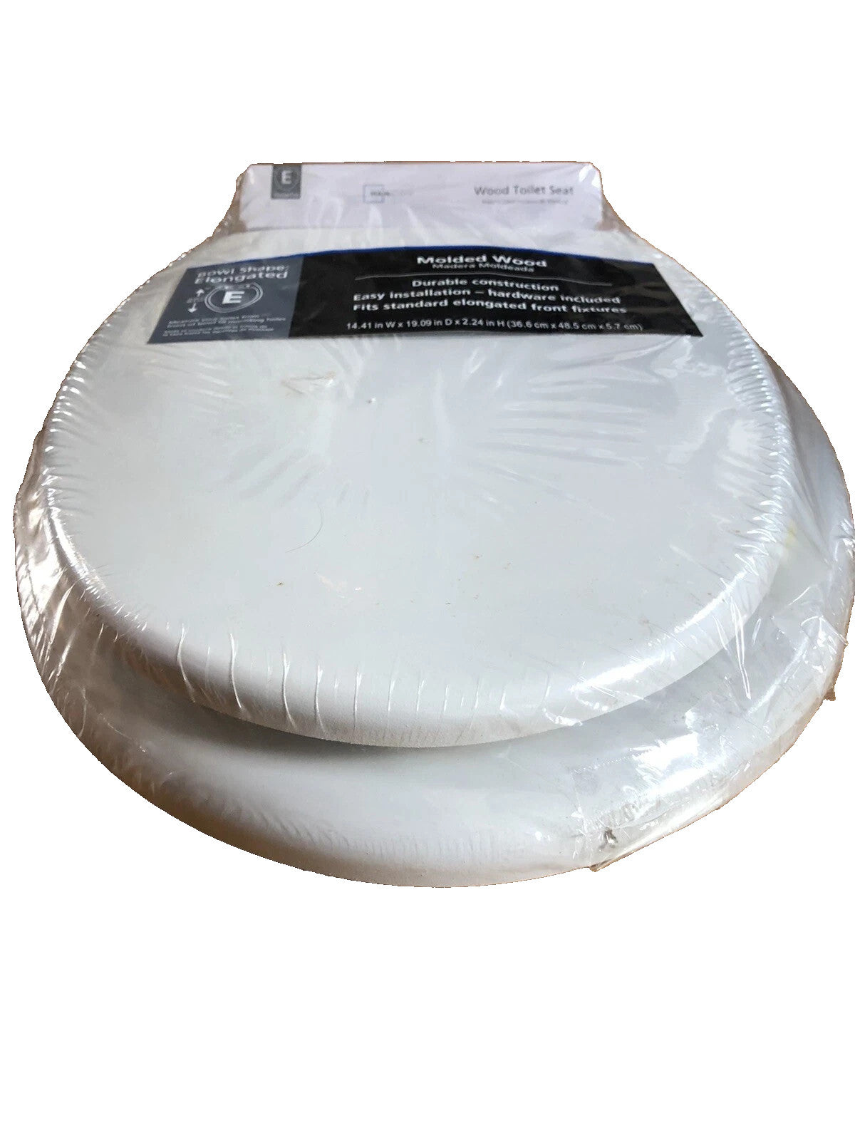 Mainstays Molded Wood Toilet Seat Elongated Bowl White MWS-19-BE-White