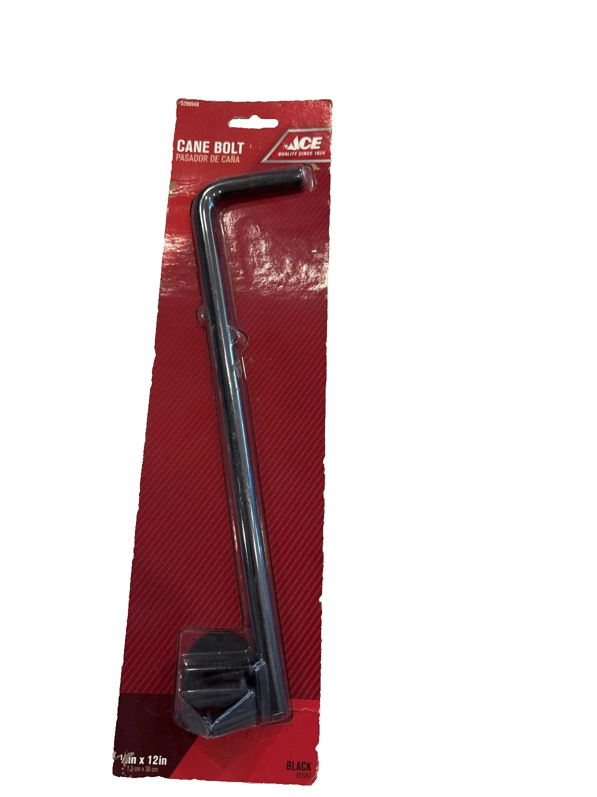 Ace Cane Bolt In Black, 1/2" X 12" Lock Gate Door LatchGate 5298948