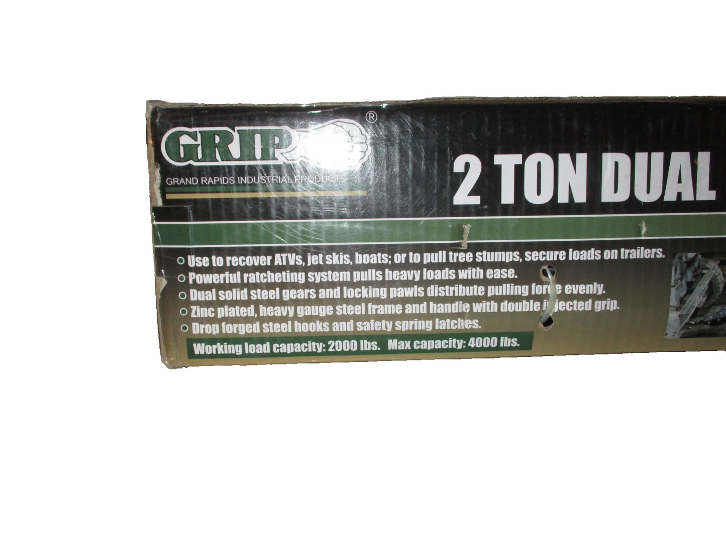 Grip 2 Ton Dual Gear Power Puller Hand Winch 4000 lb Max 18180