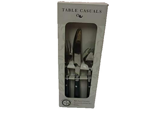 Table Casuals 12 Piece Hunter Green Handle Flatware Set