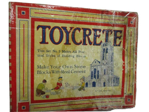 1916 Antique Toycrete Make Your Own Stone Blocks With Metal Tools Mold Kit