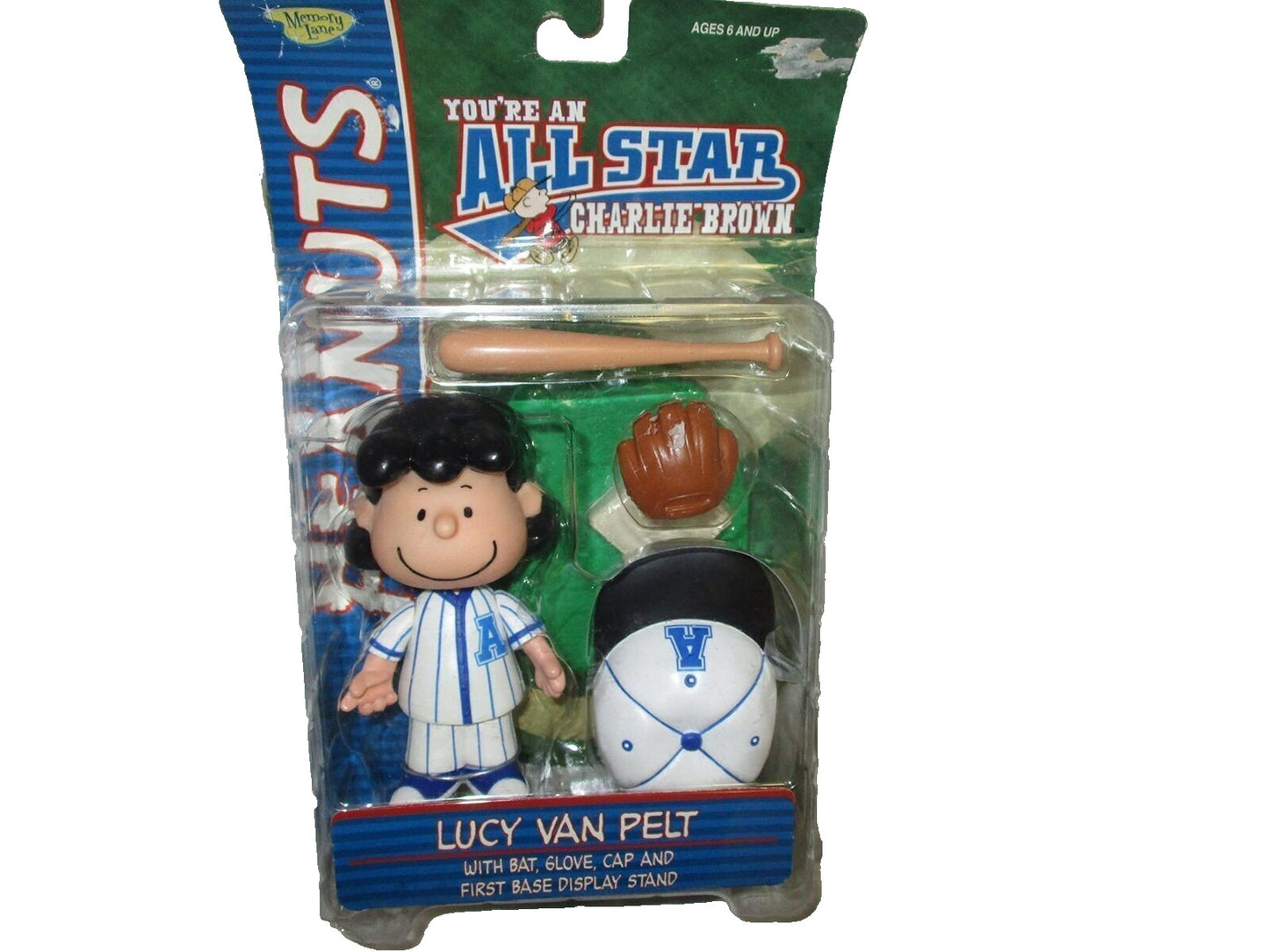 Peanuts Charlie Brown Lucy Van Pelt Baseball Figure with Bat, Glove, and Cap